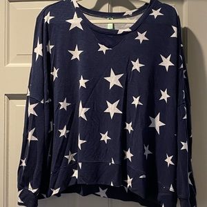 Honeydew Navy stars lounge top
